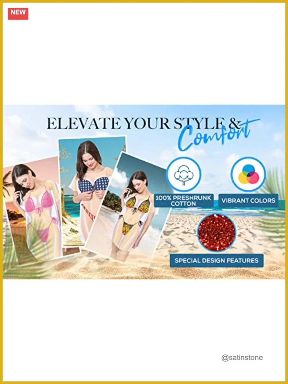 Funny Bikini Print Swim Cover Up T-shirt Dress Oversized Fit